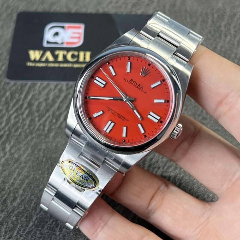 Rolex Oyster Perpetual 41mm M124330 Stainless Steel with Red Dial Oystersteel Top Replica