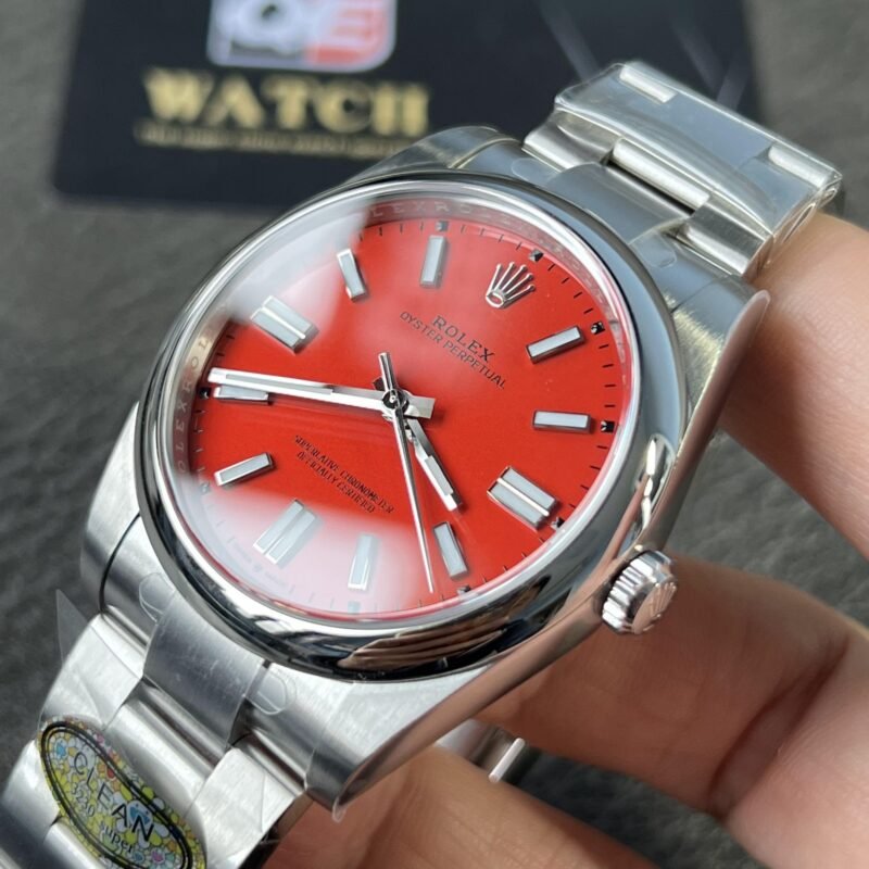 Rolex Oyster Perpetual 41mm M124330 Stainless Steel with Red Dial Oystersteel Top Replica