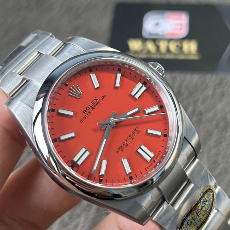 Rolex Oyster Perpetual 41mm M124330 Stainless Steel with Red Dial Oystersteel Top Replica