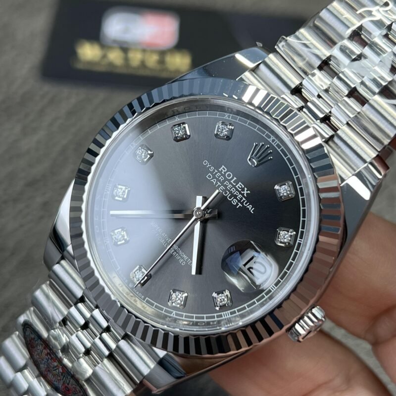 Rolex Datejust 41 Stainless Steel on Jubilee with Diamond Rhodium Dial and Fluted Bezel