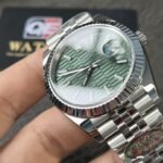 Rolex Datejust M126334 Mint Green Fluted Dial Stainless Steel Jubilee and Fluted Bezel 41mm Top Replica