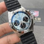 BREITLING Chronomat B01 42mm Ice Blue Dial With Black Rouleaux Rubber Strap PB0134101C1S2 Top replica