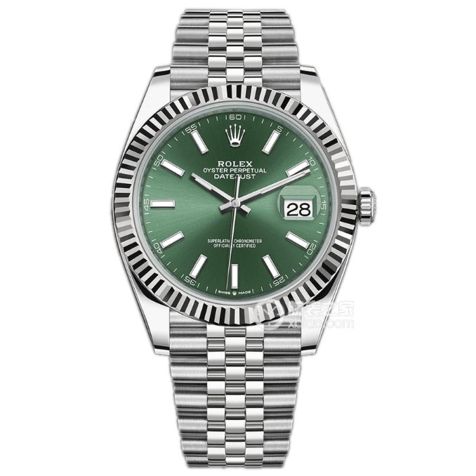 Rolex Datejust 41mm/36mm Stainless Steel on Jubilee with Mint Green Dial and Fluted Bezel Replica