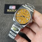 Rolex Oyster Perpetual 41mm M124330 Stainless Steel with Yellow Dial Oystersteel Top Replica