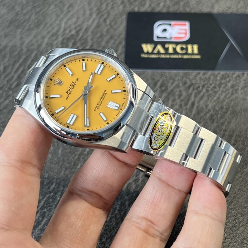 Rolex Oyster Perpetual 41mm M124330 Stainless Steel with Yellow Dial Oystersteel Top Replica