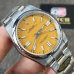 Rolex Oyster Perpetual 41mm M124330 Stainless Steel with Yellow Dial Oystersteel Top Replica