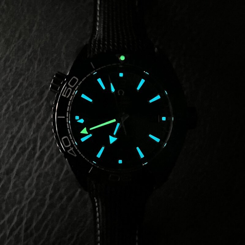 Omega Planet Ocean Deep Black Ceramic GMT Watch on Black Nylon Strap Super Clone