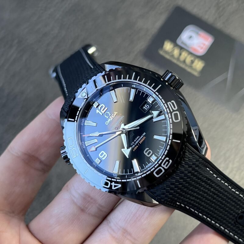 Omega Planet Ocean Deep Black Ceramic GMT Watch on Black Nylon Strap Super Clone