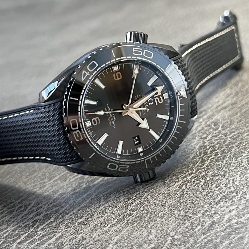 Omega Planet Ocean Deep Black Ceramic GMT Watch on Black Nylon Strap Super Clone