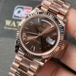 Rolex Day-Date m228235-0002 Rose gold with Chocolate Roman Numerals Dial President bracelet (40mm) Super Clone