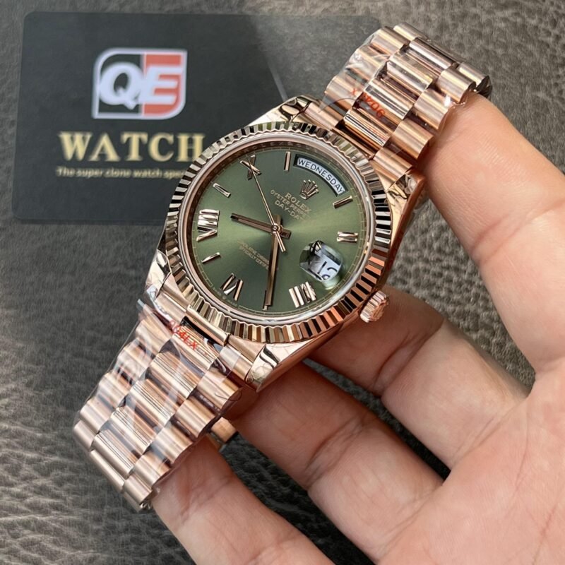 Rolex Day-Date m228235-0025 Rose gold with Olive Dial President bracelet (40mm) Super Clone