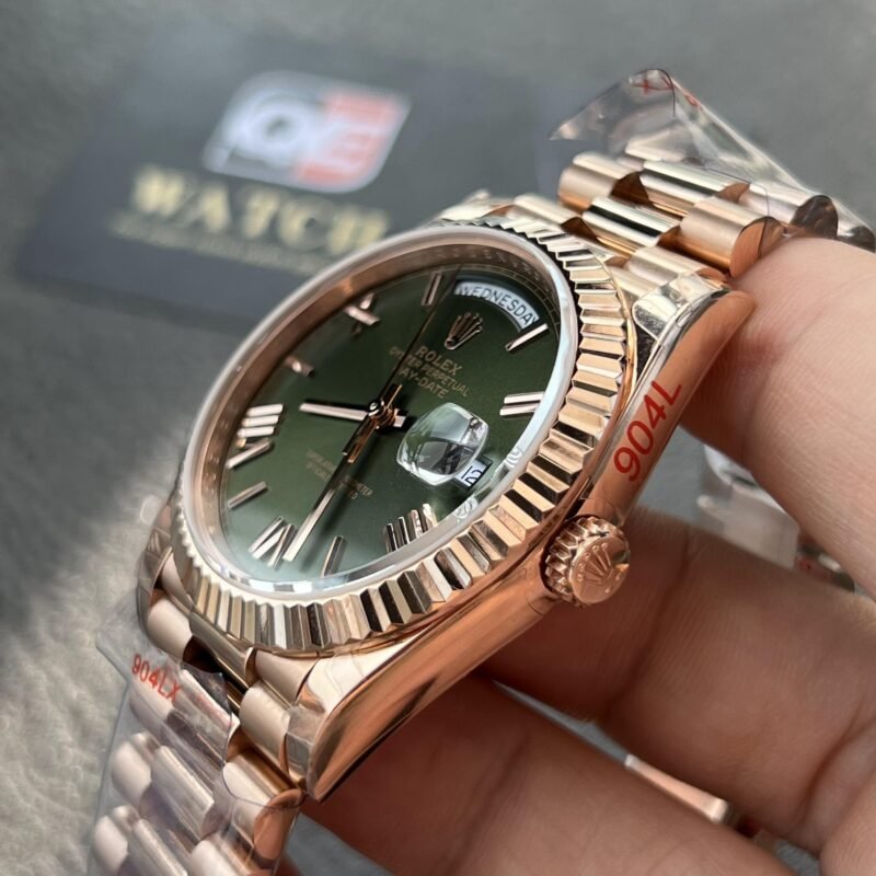 Rolex Day-Date m228235-0025 Rose gold with Olive Dial President bracelet (40mm) Super Clone