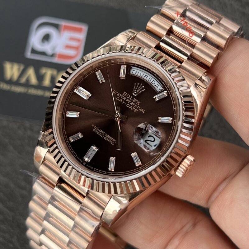 Rolex Day-Date m228235-0003 Rose gold with Chocolate diamond-set Dial President bracelet (40mm) Super Clone