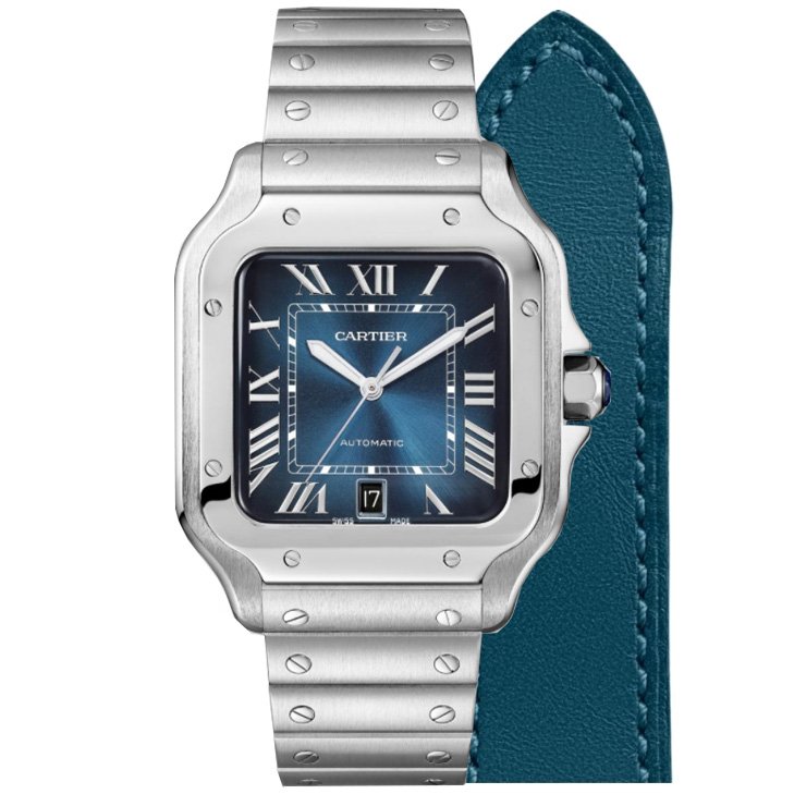 Cartier Santos Large Stainless Steel with Blue Dial (40mm) Super Clone