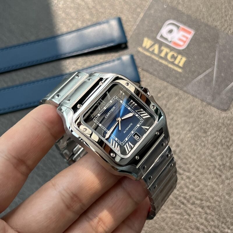 Cartier Santos Large Stainless Steel with Blue Dial (40mm) Super Clone