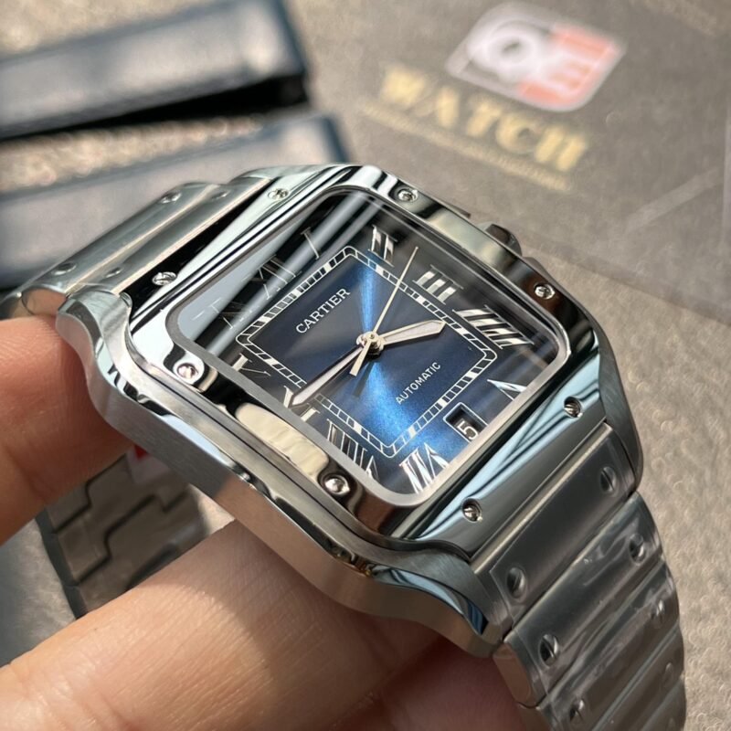 Cartier Santos Large Stainless Steel with Blue Dial (40mm) Super Clone