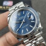 Rolex Datejust M126334 Bright Blue Fluted Dial Stainless Steel Jubilee and Fluted Bezel 41mm Top Replica