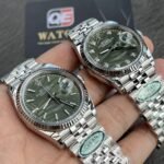 Rolex Datejust M126234 Olive-green Palm-motif Dial Stainless Steel Jubilee and Fluted Bezel 36mm Top Replica