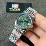 Rolex Datejust M126234 Olive-green Palm-motif Dial Stainless Steel Jubilee and Fluted Bezel 36mm Top Replica