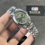 Rolex Datejust M126234 Olive-green Palm-motif Dial Stainless Steel Jubilee and Fluted Bezel 36mm Top Replica