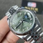 Rolex Datejust M126234 Olive-green Palm-motif Dial Stainless Steel Jubilee and Fluted Bezel 36mm Top Replica