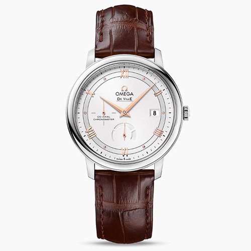 Omega De Ville Prestige white dial RG markers brwon leather strap Replica