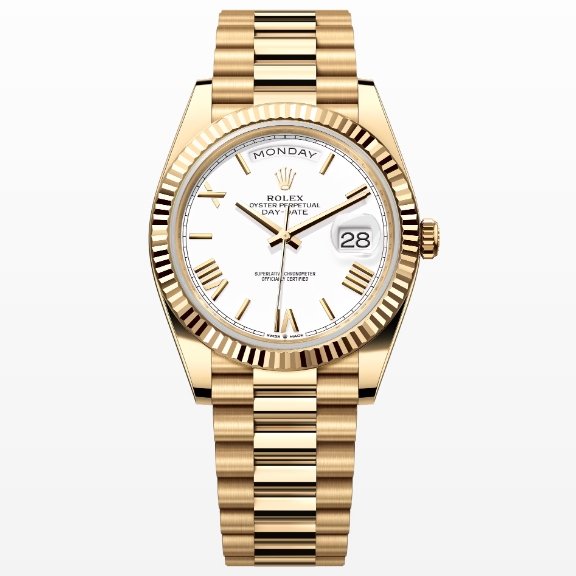 Rolex Day-Date m228238-0042 Yellow gold with White Dial (Roman Numerals) President bracelet (40mm) Super Clone