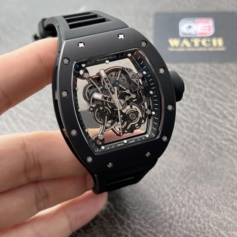 Richard Mille RM055 Black Ceramic Skeleton dial Black Rubber Strap Super Clone