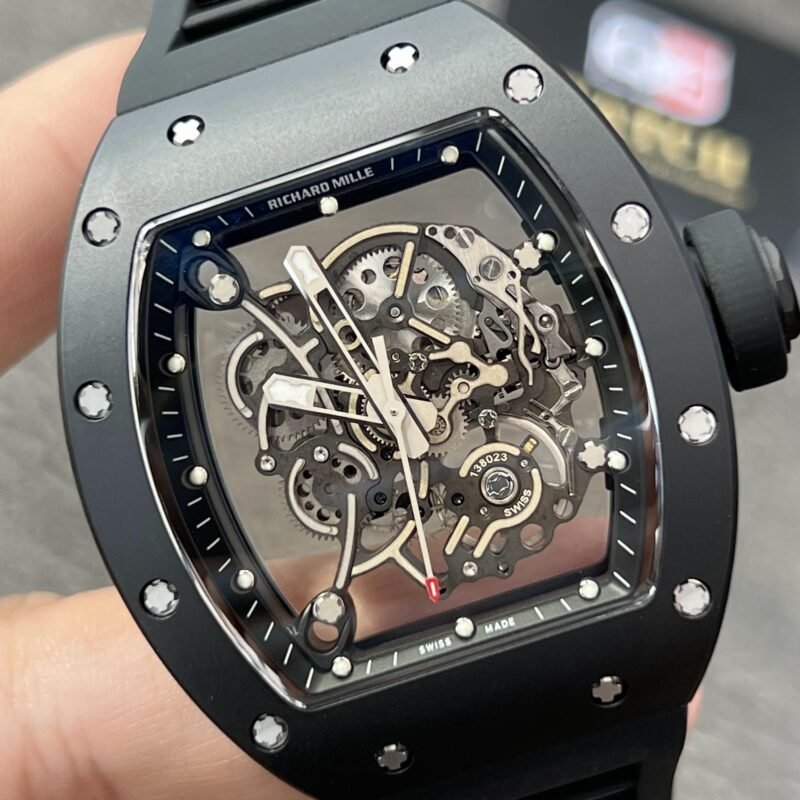 Richard Mille RM055 Black Ceramic Skeleton dial Black Rubber Strap Super Clone