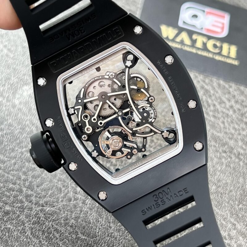 Richard Mille RM055 Black Ceramic Skeleton dial Black Rubber Strap Super Clone