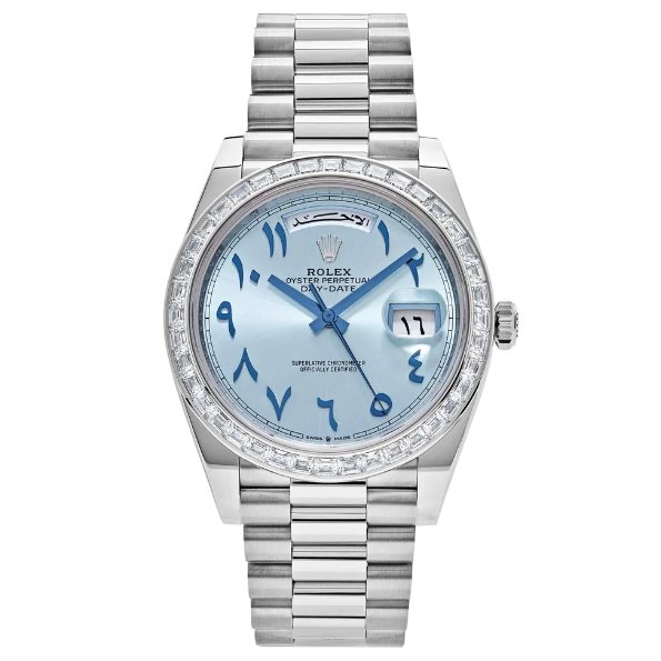 Rolex Day-Date 228396TBR Ice Blue Arabic Dial Diamond Bezel (40mm) Super Clone