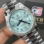 Rolex Day-Date 228396TBR Ice Blue Arabic Dial Diamond Bezel (40mm) Super Clone