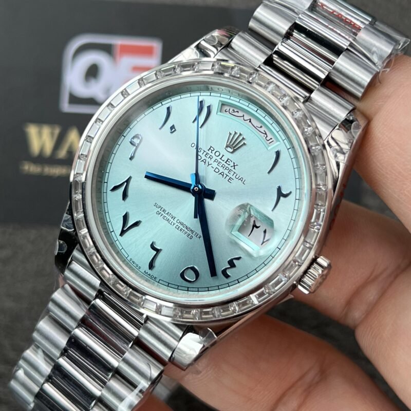 Rolex Day-Date 228396TBR Ice Blue Arabic Dial Diamond Bezel (40mm) Super Clone