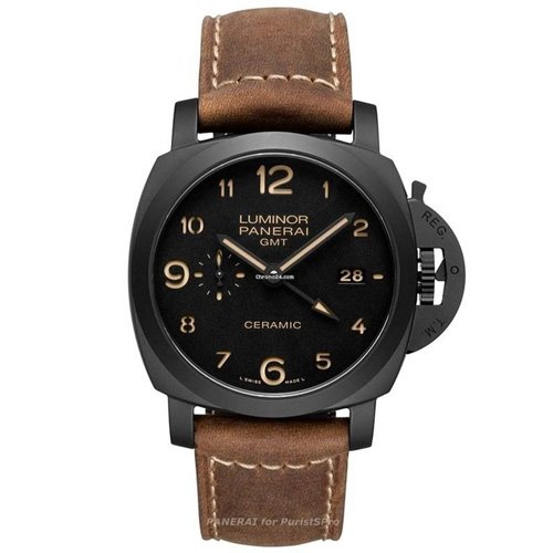 PANERAI LUMINOR PAM00441  44mm Black Ceramic Leather GMT Automatic