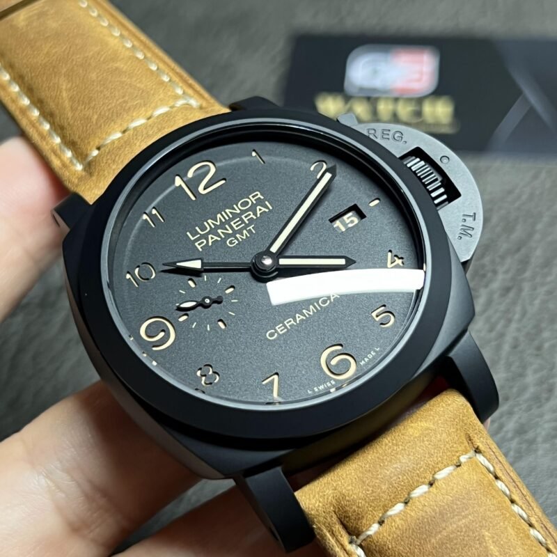 PANERAI LUMINOR PAM00441  44mm Black Ceramic Leather GMT Automatic