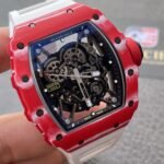 Richard Mille RM35-02 Red Carbon Automatic Skeleton dial White Rubber Strap Super Clone