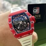 Richard Mille RM35-02 Red Carbon Automatic Skeleton dial White Rubber Strap Super Clone