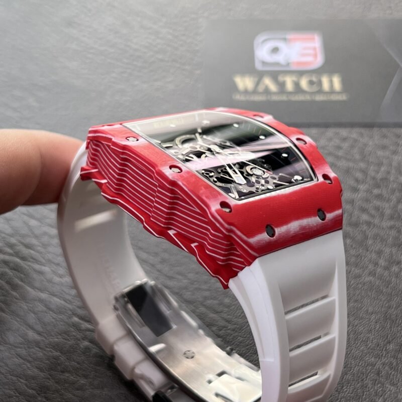 Richard Mille RM35-02 Red Carbon Automatic Skeleton dial White Rubber Strap Super Clone