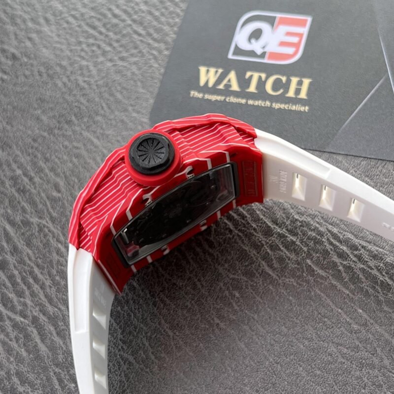 Richard Mille RM35-02 Red Carbon Automatic Skeleton dial White Rubber Strap Super Clone