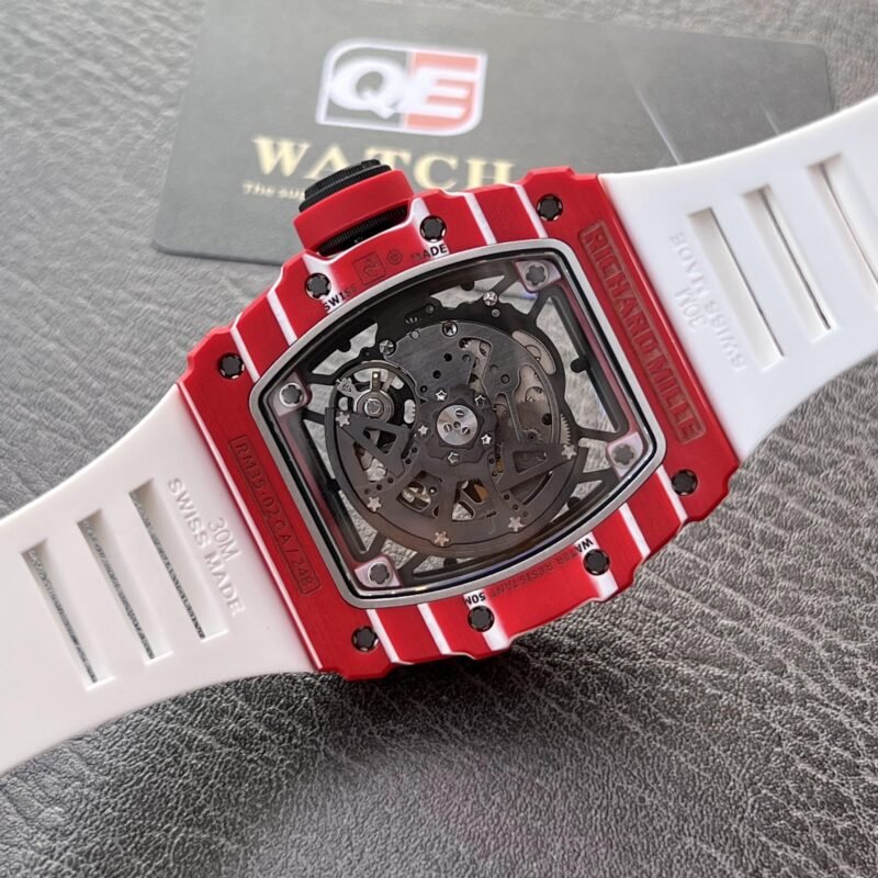 Richard Mille RM35-02 Red Carbon Automatic Skeleton dial White Rubber Strap Super Clone