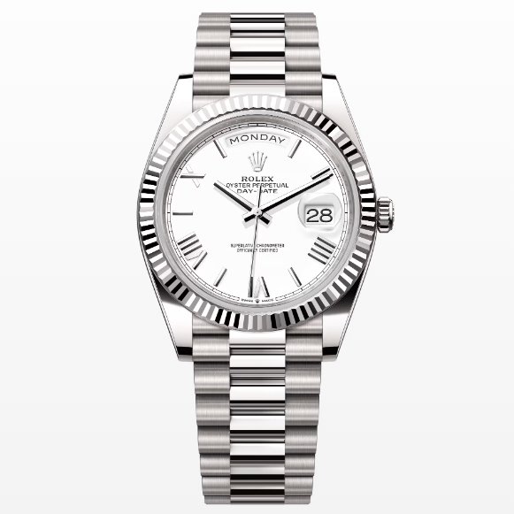 Rolex Day-Date m228239-0046 White gold with White Dial (Roman Numerals) President bracelet (40mm) Super Clone