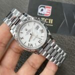 Rolex Day-Date m228239-0046 White gold with White Dial (Roman Numerals) President bracelet (40mm) Super Clone