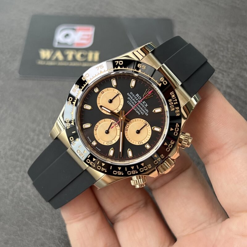 Rolex Cosmograph 'Paul Newman' Daytona Yellow Gold Oysterflex with Black and Champagne Dial Replica