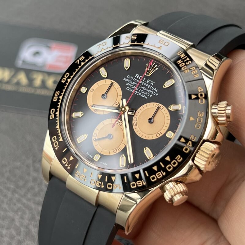 Rolex Cosmograph 'Paul Newman' Daytona Yellow Gold Oysterflex with Black and Champagne Dial Replica