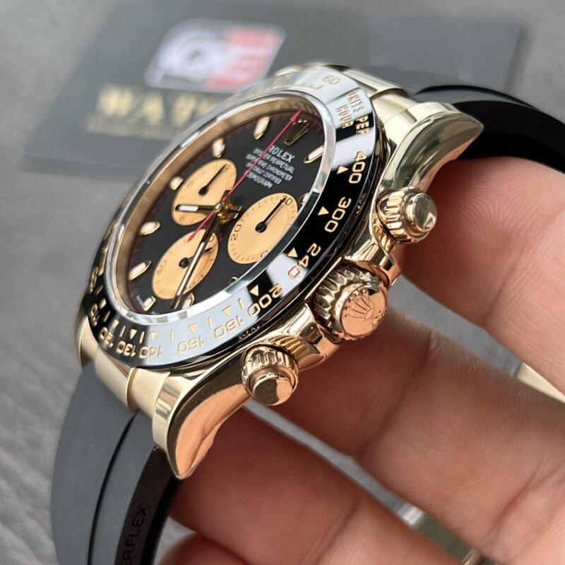 Rolex Cosmograph 'Paul Newman' Daytona Yellow Gold Oysterflex with Black and Champagne Dial Replica