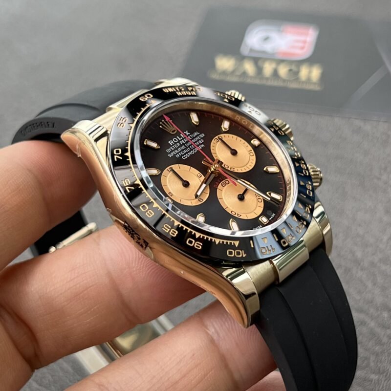 Rolex Cosmograph 'Paul Newman' Daytona Yellow Gold Oysterflex with Black and Champagne Dial Replica