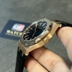 Audemars Piguet Royal Oak Rose Gold '50th Anniversary' with Black Dial and Leather Strap Super Clone