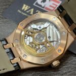 Audemars Piguet Royal Oak Rose Gold '50th Anniversary' with Black Dial and Leather Strap Super Clone