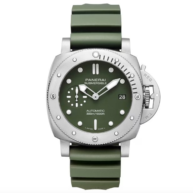 Panerai Submersible PAM01055 Green Dial with Green Rubber Strap 42mm Super Clone