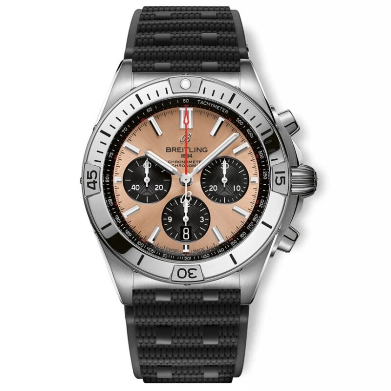 BREITLING Chronomat B01 42mm Copper Dial With Black Rouleaux Rubber Strap AB0134101K1S1 Top replica